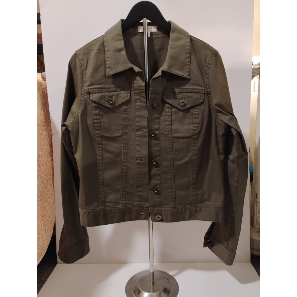 Ladies Kenar Fitted Button Jacket Olive Green Sz 8 Some Stretch‎